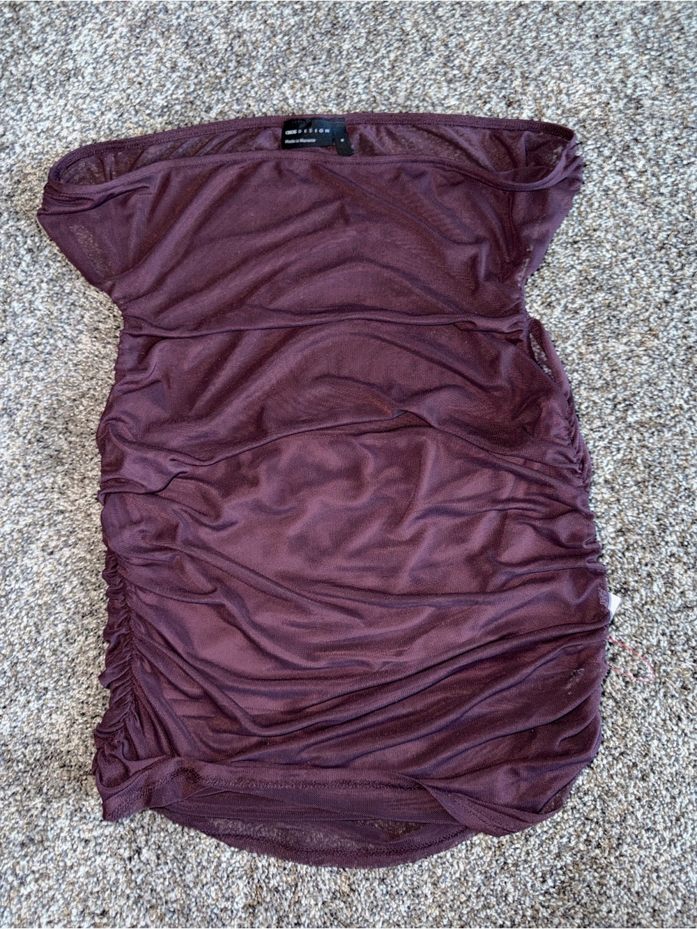 Strapless Ruched Bodycon Shirt - Wine